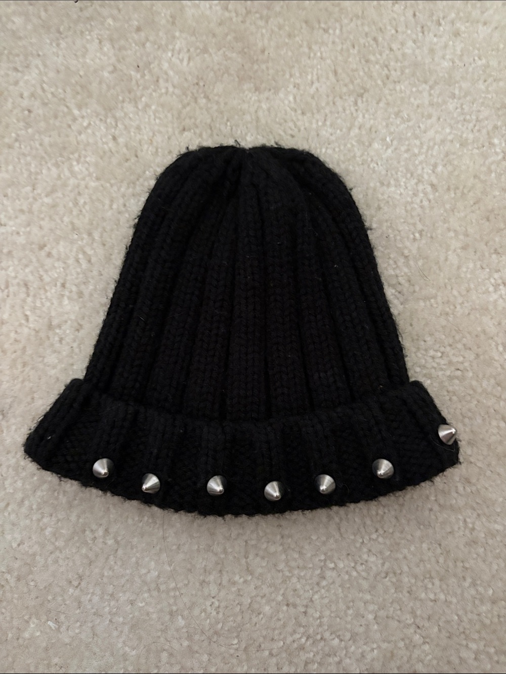 Black Studded Knit Beanie